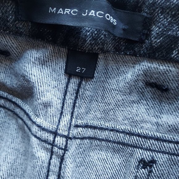 Marc Jacobs Checkboard High Rise Mom Jeans Front-Pleat Black Gray Women Sz.27 - Picture 8 of 11
